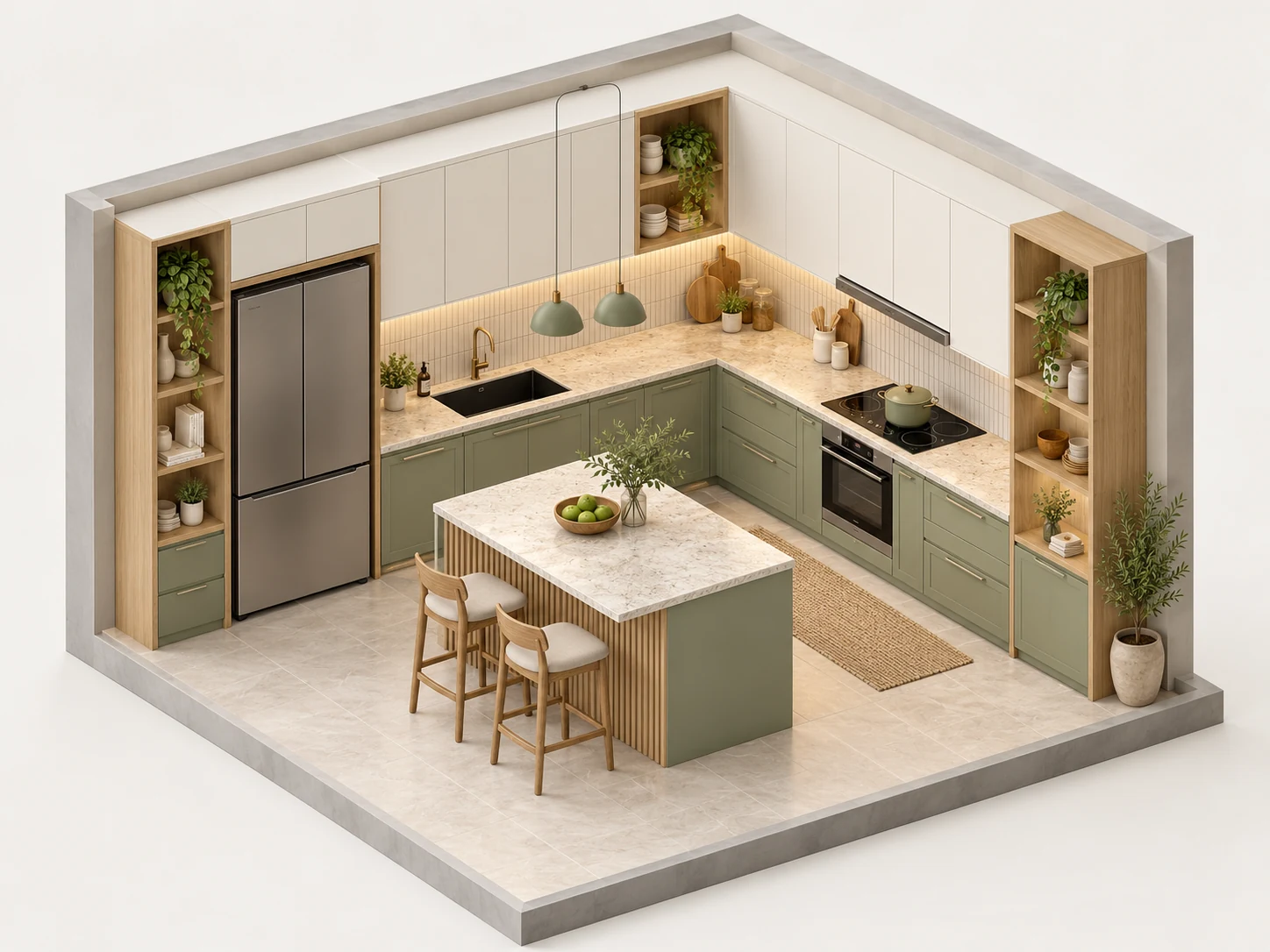 Ilustrasi konsep 3D dapur & kitchen set